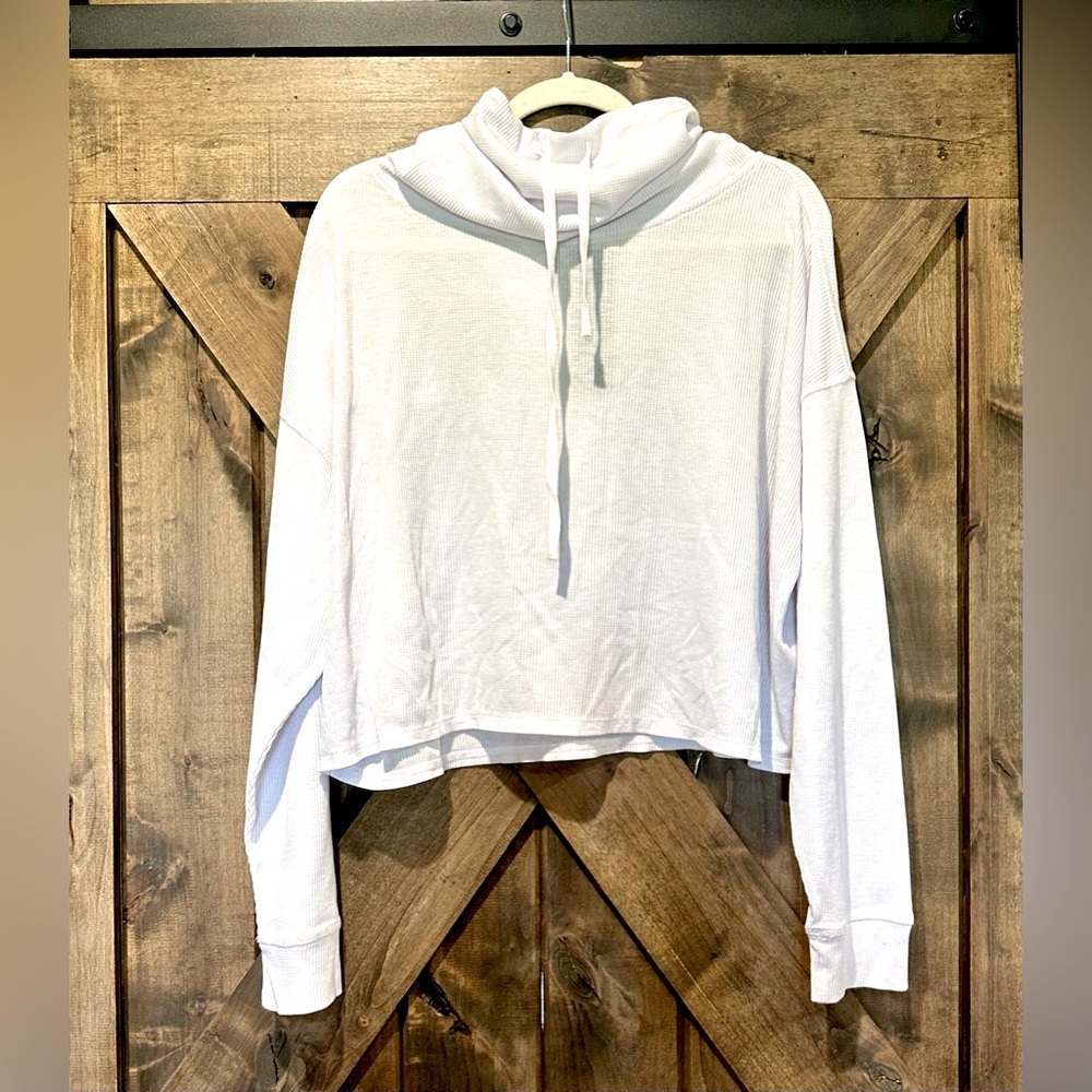 NWT Mono B White Waffle Knit Cowl Neck Pull Over Top - Picture 7 of 12